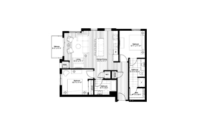 2 beds, 2 baths, 1,068 sqft, $2,125