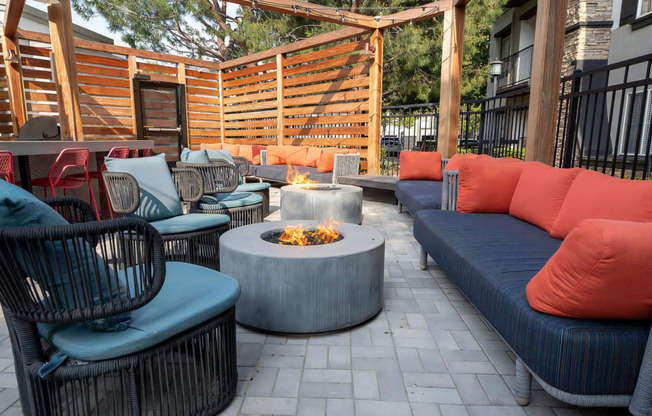 Outdoor Lounge with Fire Pits and Couches