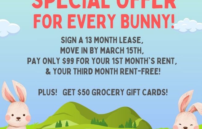 $99 for 1st Month + Free 3rd Month!