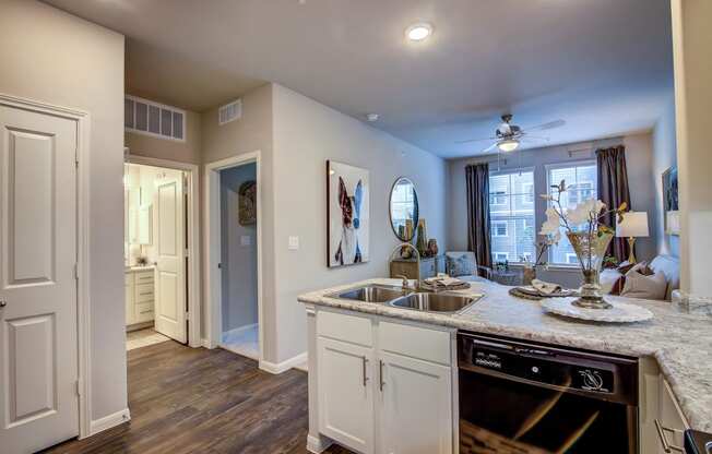 a kitchen with a sink and a dishwasher