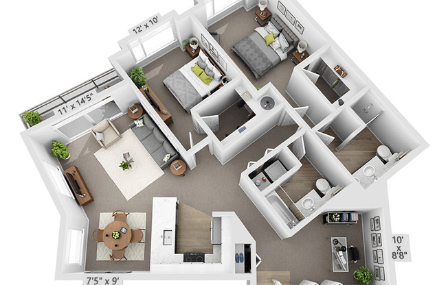 2 beds, 2 baths, 1,155 sqft, $3,795, Unit 207