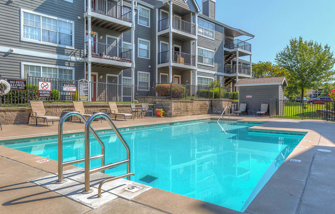 Blue Cool Swimming Pool at Villas at Bailey Ranch Apartments, Owasso