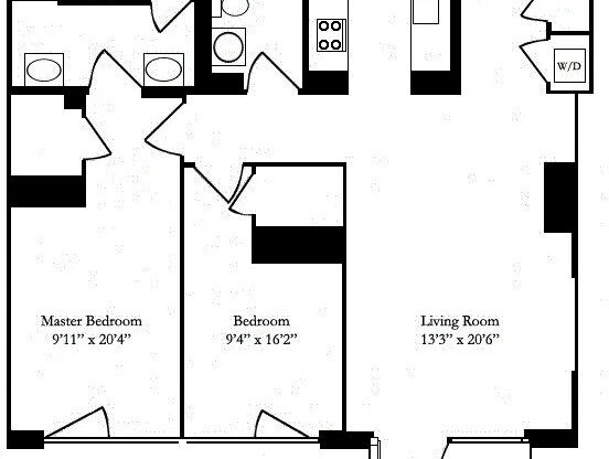 2 beds, 2 baths, 1,082 sqft, $7,500, Unit 8D