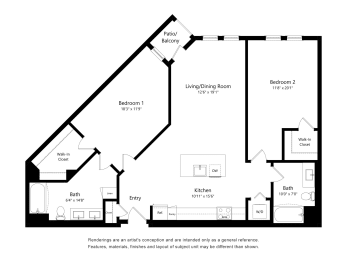 2 beds, 2 baths, 1,300 sqft, $4,243