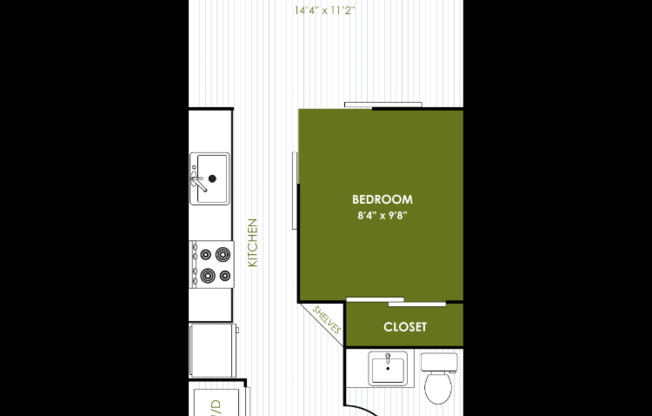 Studio, 1 bath, 505 sqft, $2,160