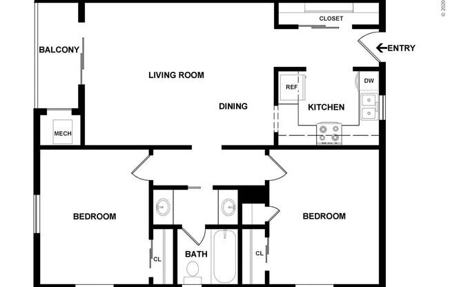 2 beds, 1 bath, 804 sqft, $1,325