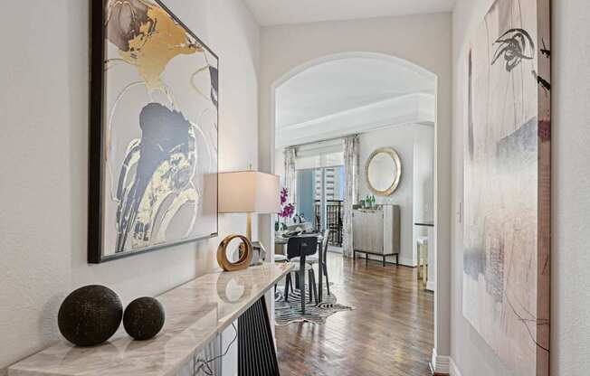 Model foyer leading into apartment at Dominion Post Oak apartments in Houston, TX