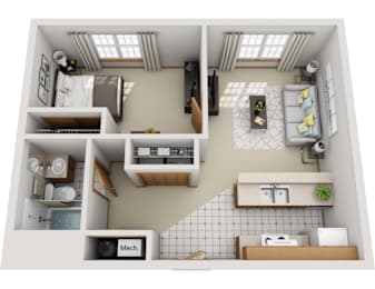 1 bed, 1 bath, 637 sqft, $988