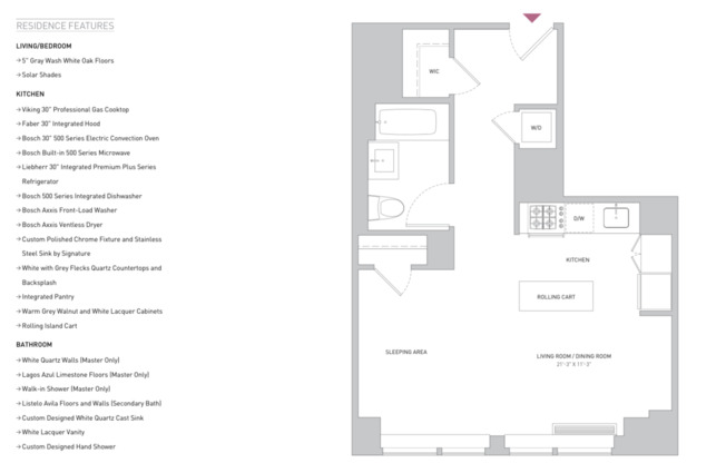Studio, 1 bath, 530 sqft, $3,495, Unit 40D