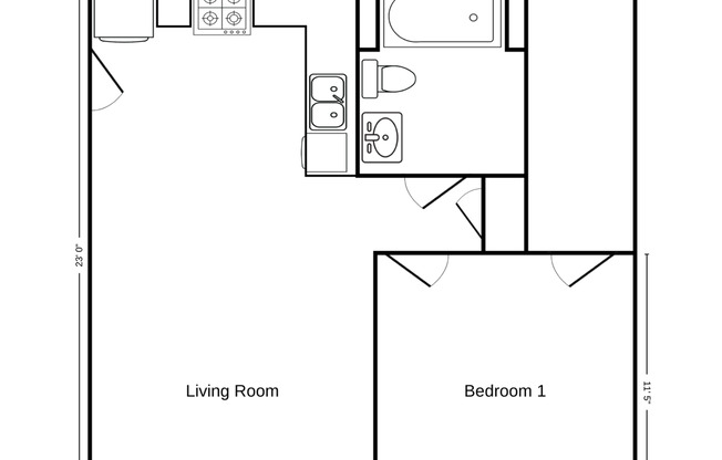1 bed, 1 bath, 518 sqft, $875, Unit WE 1000-20