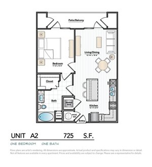 1 bed, 1 bath, 725 sqft, $1,274