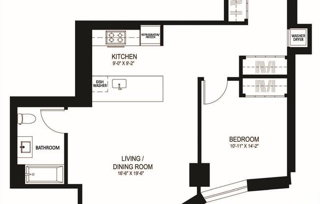 1 bed, 1 bath, 843 sqft, $3,928