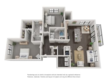 2 beds, 2 baths, 1,295 sqft, $1,989