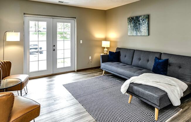 Two bedroom apartment homes with large kitchens and plank flooring at Flatwater in Omaha, NE