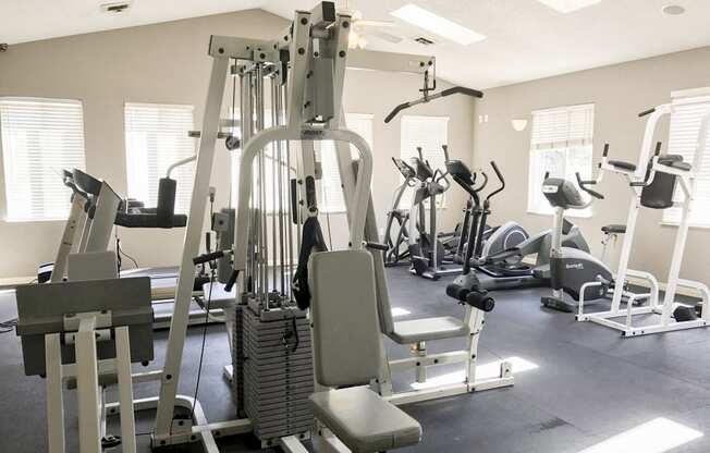 Fitness center with cardio and strength equipment at Northridge apartments in Lincoln, NE