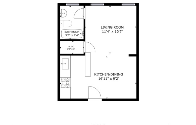 Studio, 1 bath, 391 sqft, $860, Unit 116-105