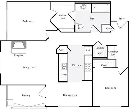 2 beds, 1 bath, 982 sqft, $3,325, Unit 406