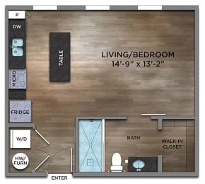 1 bed, 1 bath, 498 sqft, $1,180