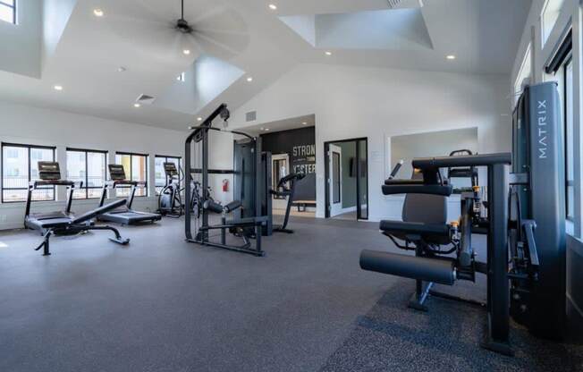 an empty room with rows of chairs and a wall with a shark at Sonder Fields in Happy Valley, OR
