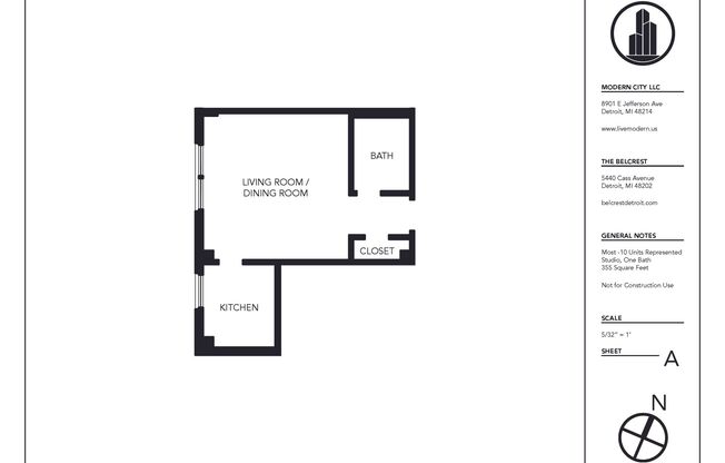 Studio, 1 bath, 420 sqft, $1,075, Unit 410