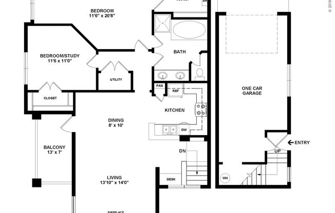 2 beds, 1 bath, 1,200 sqft, $1,449
