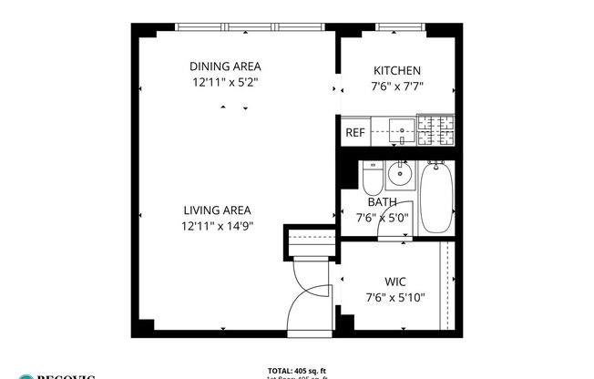 Studio, 1 bath, 405 sqft, $1,675, Unit 805