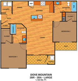 2 beds, 2 baths, 1,150 sqft, $1,750