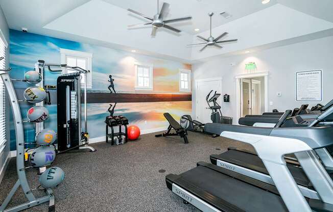 Fitness center with treadmill