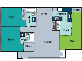 2 beds, 2 baths, 1,108 sqft, $1,480