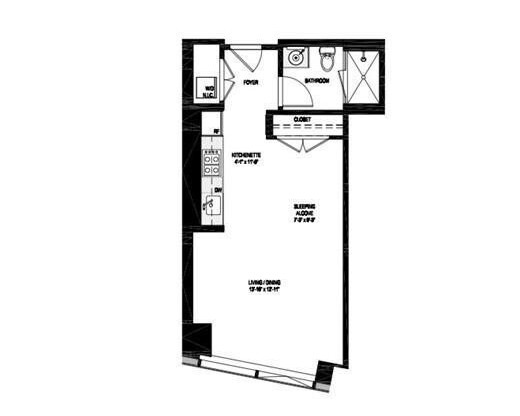 Studio, 1 bath, 512 sqft, $2,800, Unit 25I