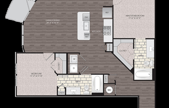 2 beds, 2 baths, 1,110 sqft, $2,021