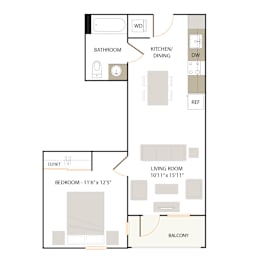1 bed, 1 bath, 626 sqft, $2,700