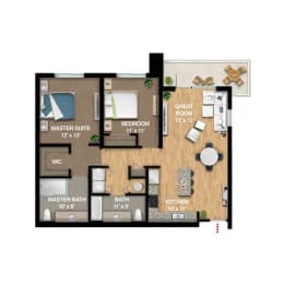 2 beds, 2 baths, 1,110 sqft, $1,607