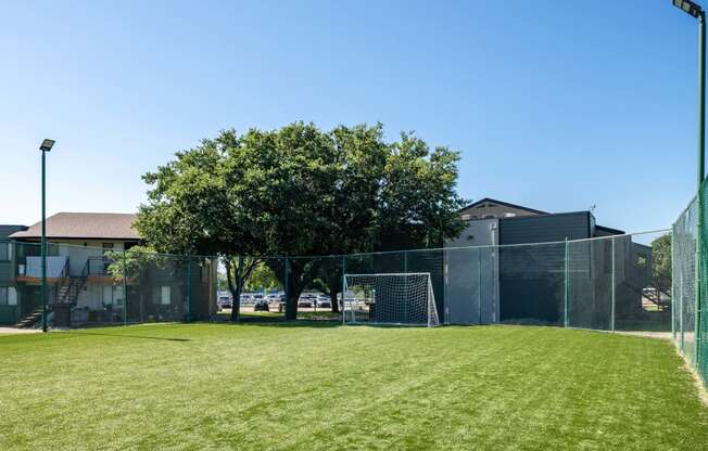 fusion Fort Worth soccer field with tall green fence surrounding