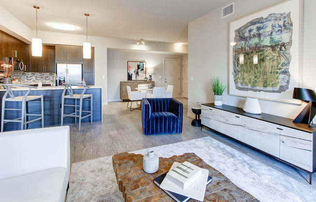 Spacious apartments with hardwood-inspired flooring throughout