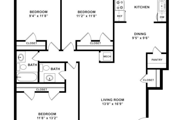 3 beds, 1.5 baths, 1,200 sqft, $1,400