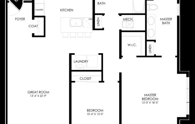 2 beds, 2 baths, 1,224 sqft, $3,117, Unit 1202