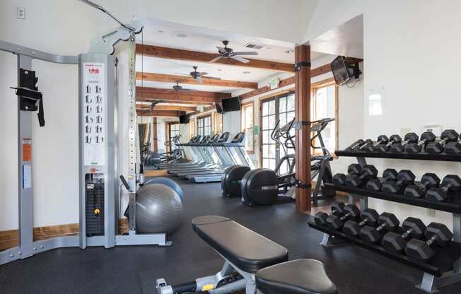 Fitness Center with Cardio Equipment and Weights