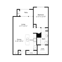 1 bed, 1 bath, 816 sqft, $1,337