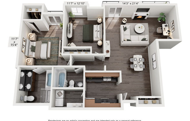 2 beds, 2 baths, 1,322 sqft, $3,225