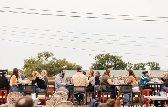 Outdoor sitting at The Landing at 1001 NP, Fargo, North Dakota 58102