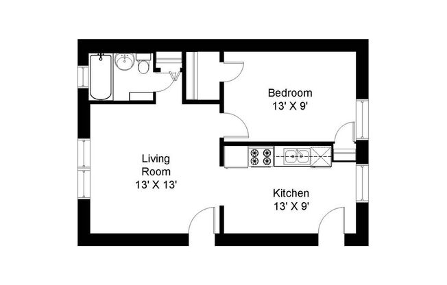 1 bed, 1 bath, 460 sqft, $1,825, Unit 1946-1P