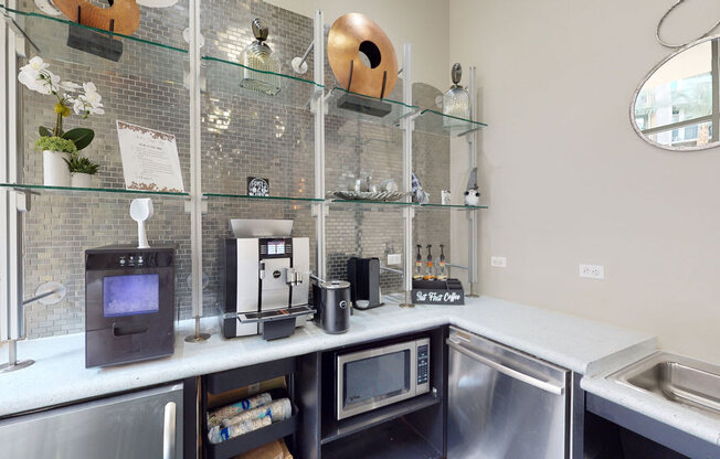 a kitchen with a counter top and a sink