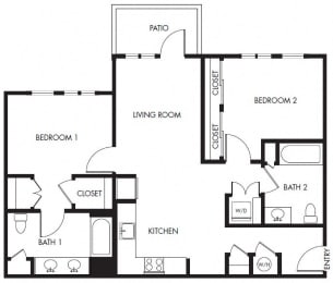 2 beds, 2 baths, 1,041 sqft, $1,899