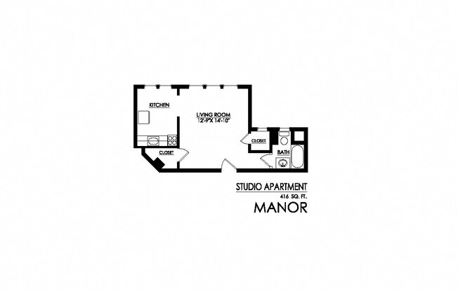 Studio, 1 bath, 416 sqft, $695