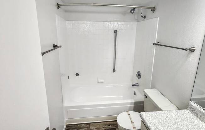 2x2 Downstairs Bryten Upgrade Guest Bathroom at Mission Palms Apartment Homes in Tucson AZ