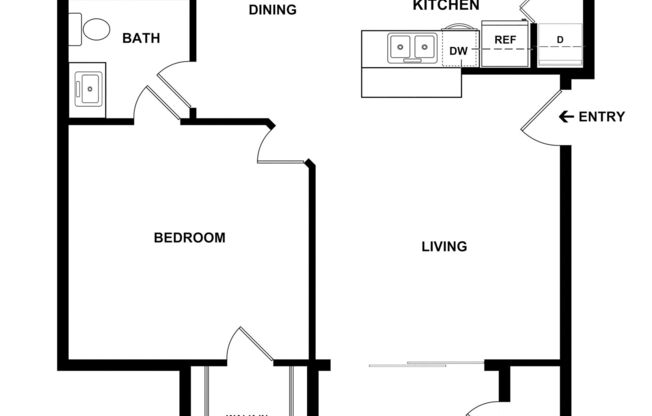1 bed, 1 bath, 602 sqft, $1,105