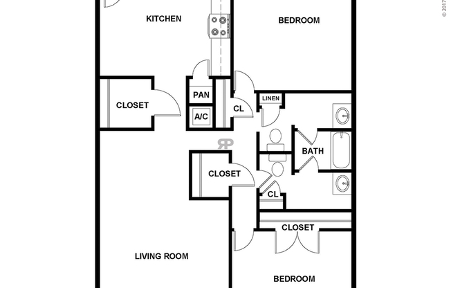 2 beds, 1.5 baths, 1,051 sqft, $785