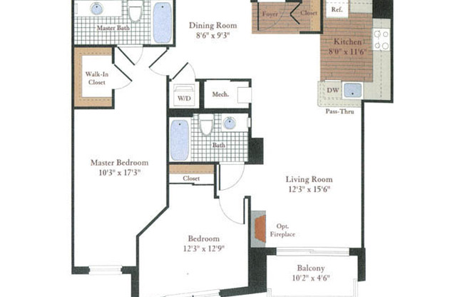 2 beds, 2 baths, $2,805