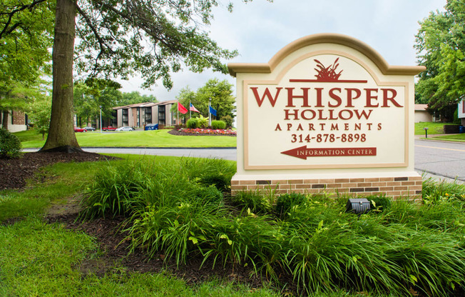 Welcoming Property Signage at Whisper Hollow Apartments, Maryland Heights, MO, 63043